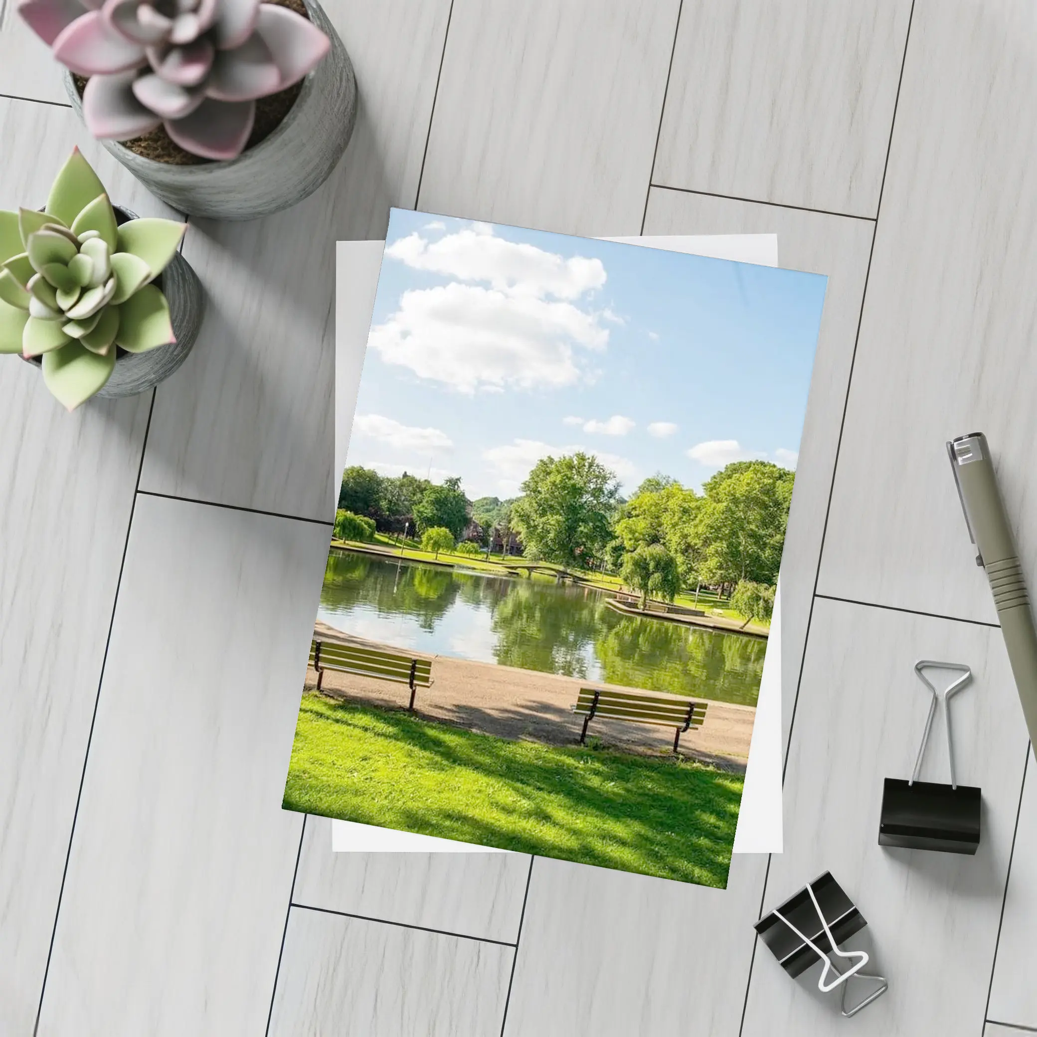 Sunny Park Pond With Green Trees – Postcards