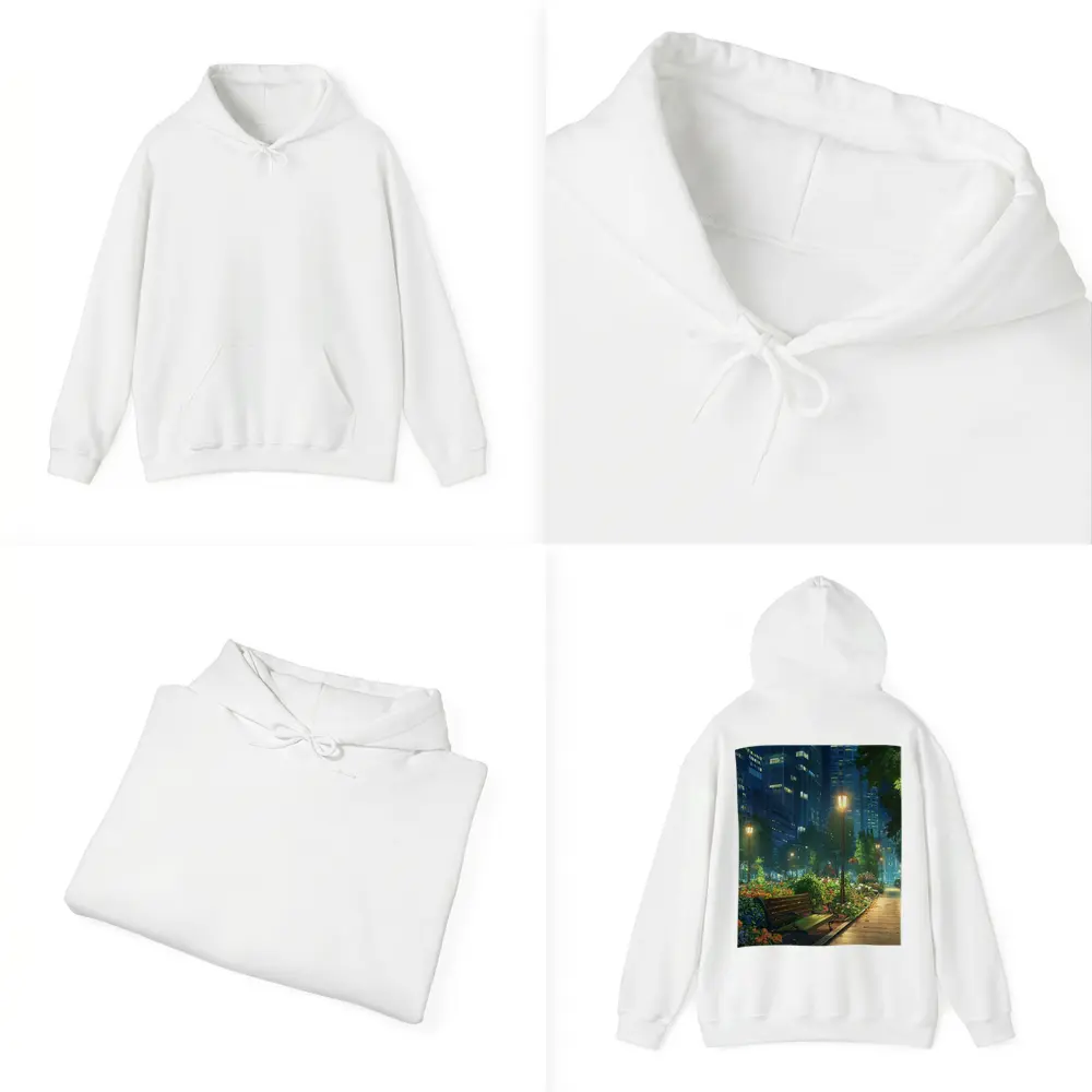 Anime City Park Bench Night Scene – Hoodies