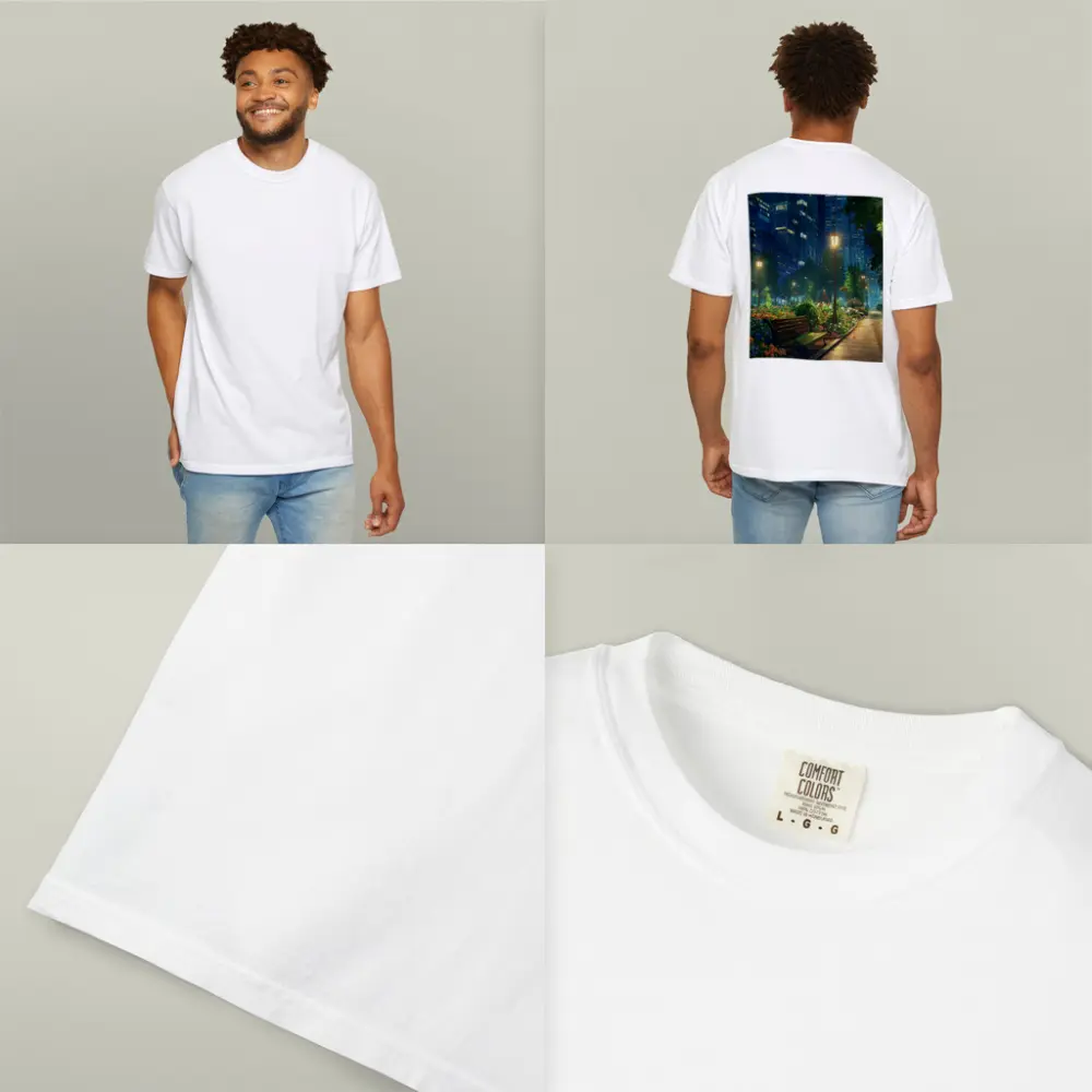 Anime City Park Bench Night Scene – T-Shirts
