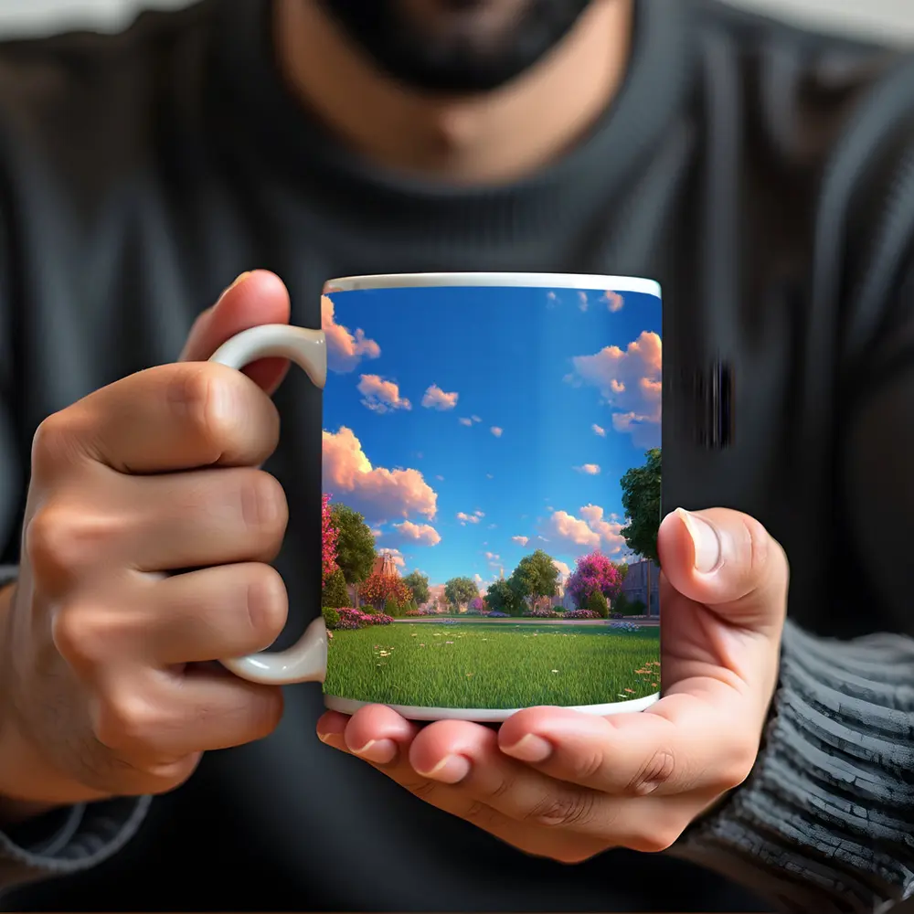 Sunny Park Meadow Daisies Blue Sky – Mugs