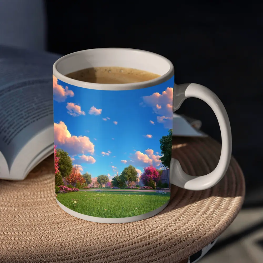Sunny Park Meadow Daisies Blue Sky – Mugs