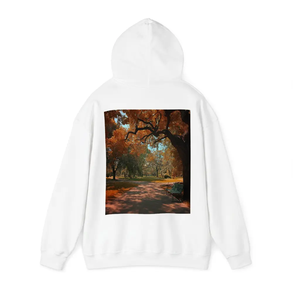 Autumn Park Path With Bench And Trees – Hoodies