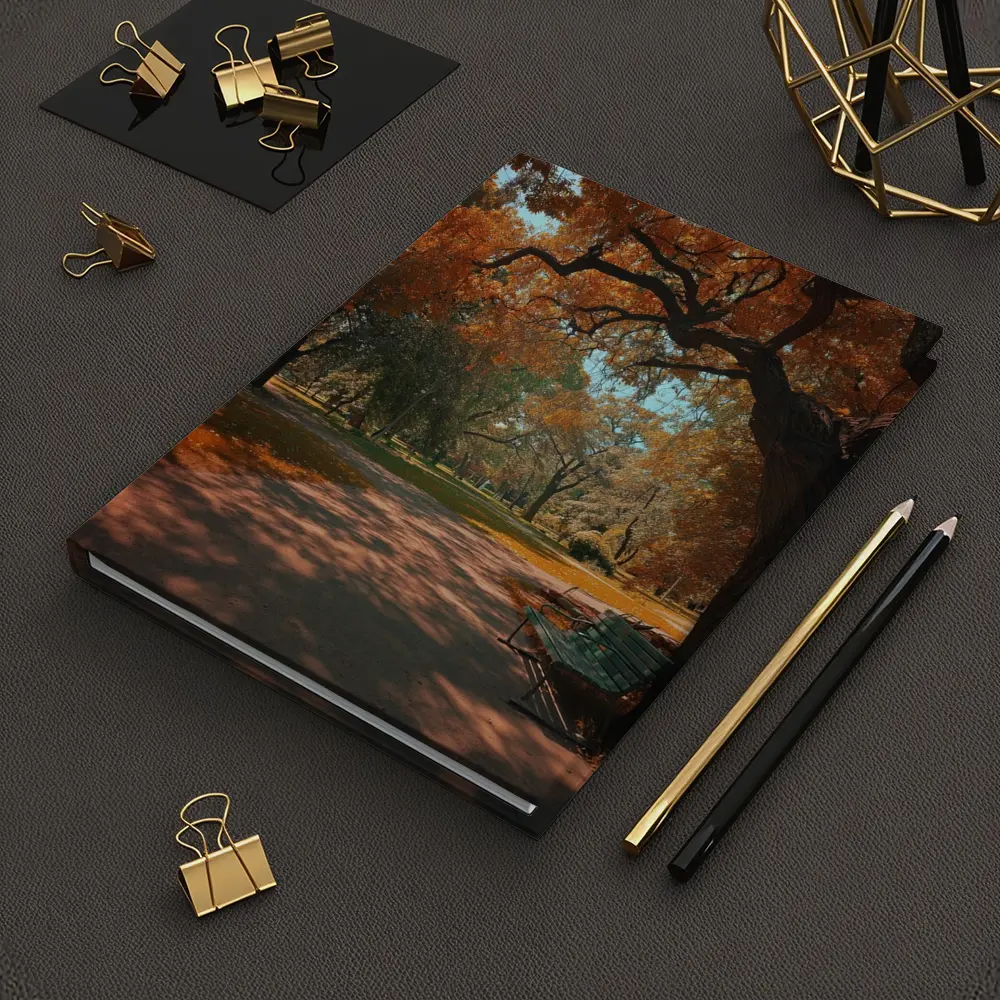 Autumn Park Path With Bench And Trees – Notebooks