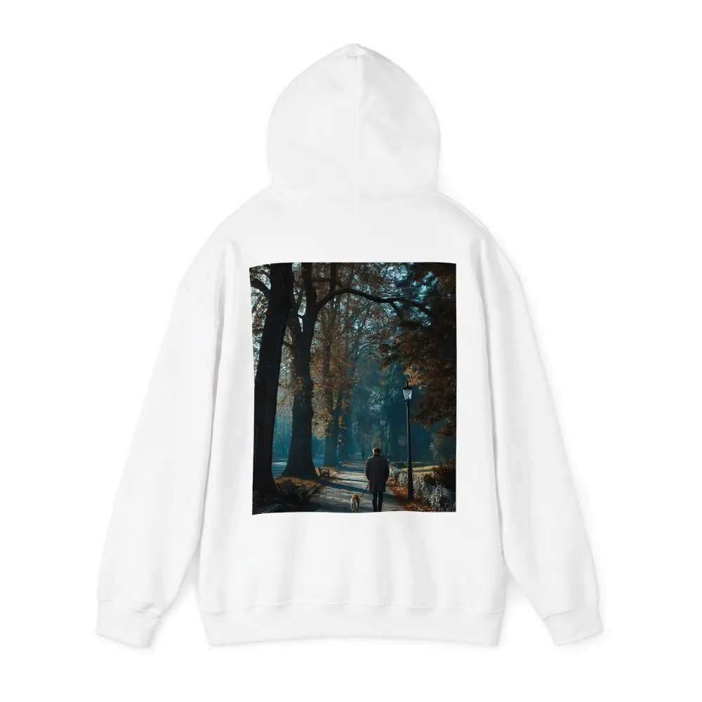Man Walking Dog Autumn Park Alley – Hoodies