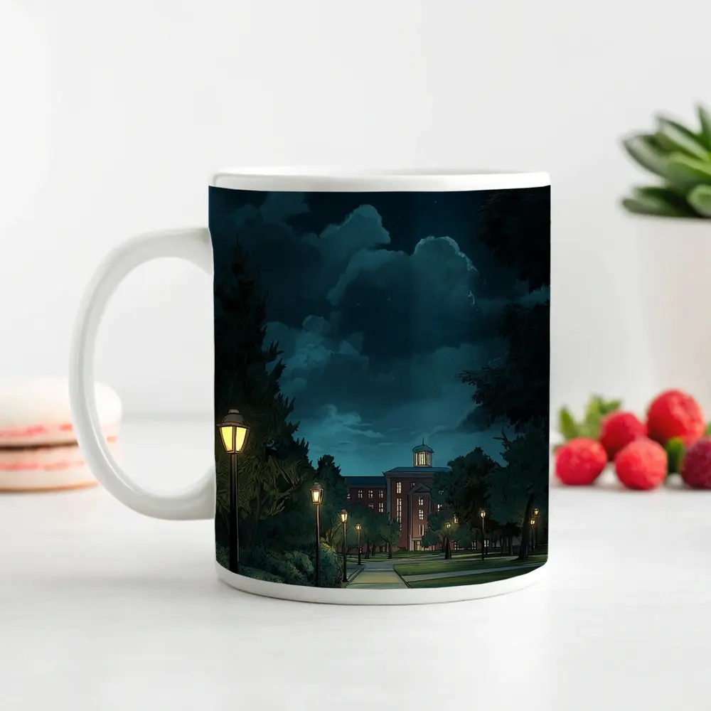 Anime Campus Night Path Glowing Lanterns – Mugs