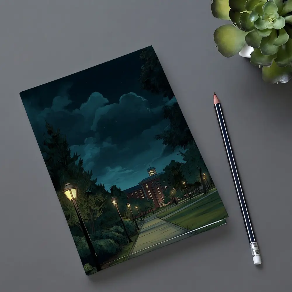 Anime Campus Night Path Glowing Lanterns – Notebooks