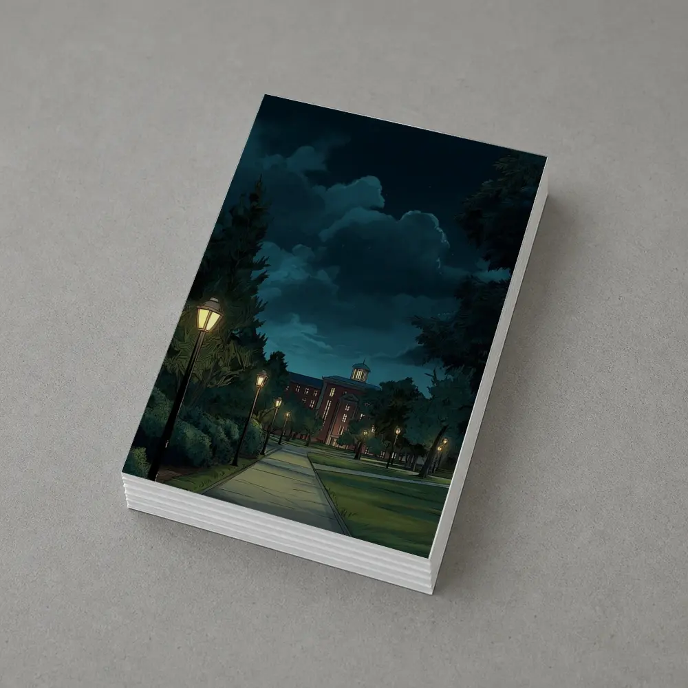 Anime Campus Night Path Glowing Lanterns – Postcards