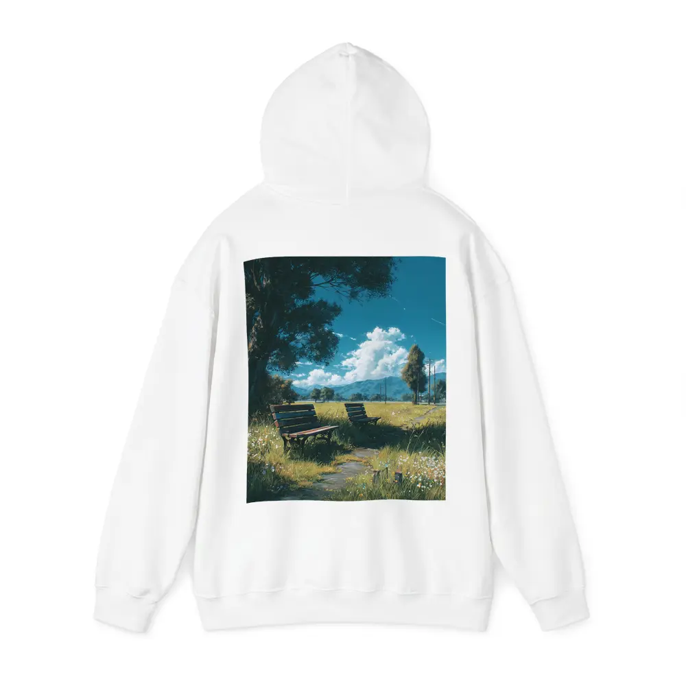 Anime Park Benches Meadow Mountains Sky – Hoodies