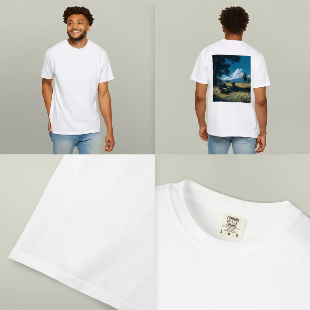 Anime Park Benches Meadow Mountains Sky – T-Shirts