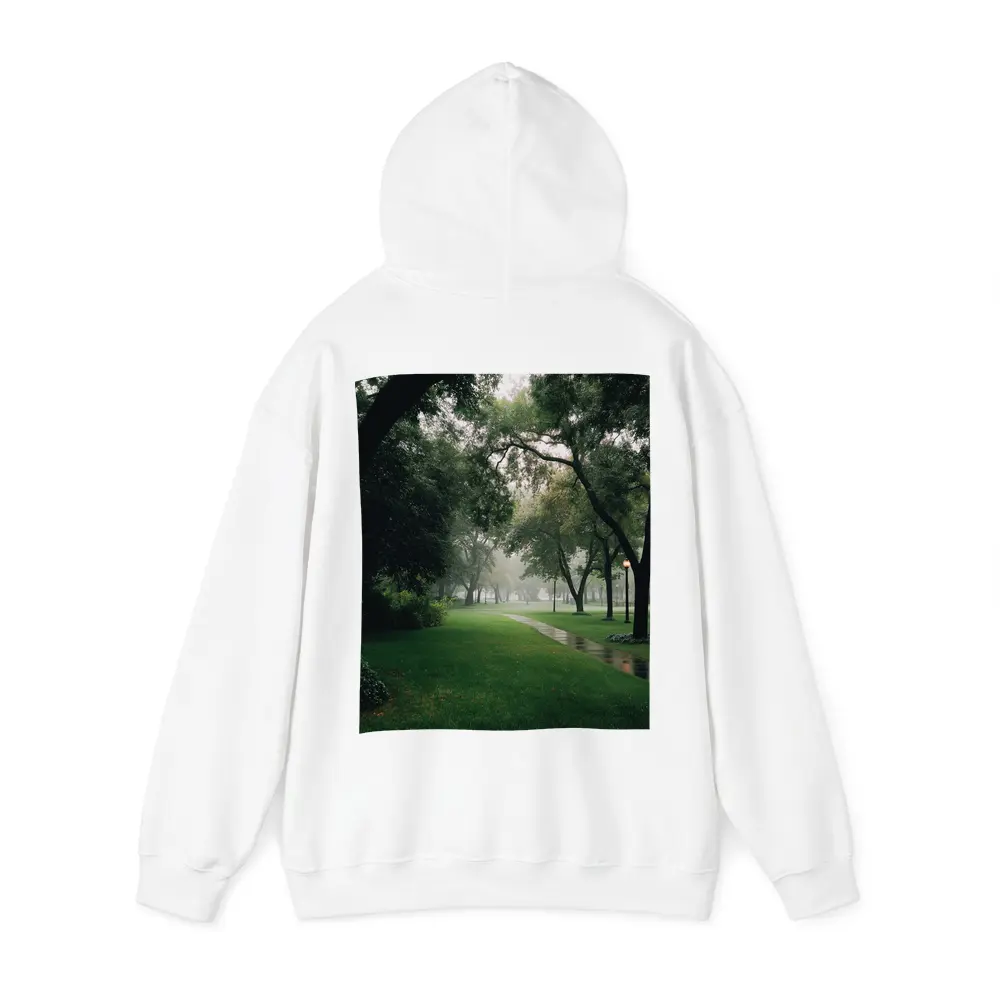 Rainy Park Path Through Green Trees – Hoodies