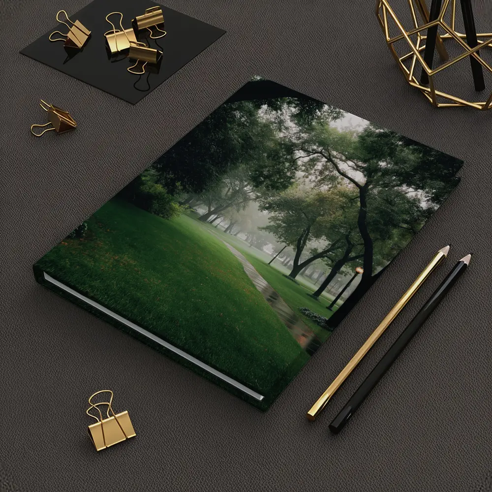 Rainy Park Path Through Green Trees – Notebooks
