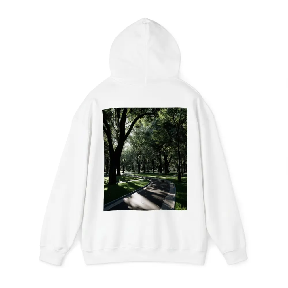 Shaded Park Path Through Tall Green Trees – Hoodies