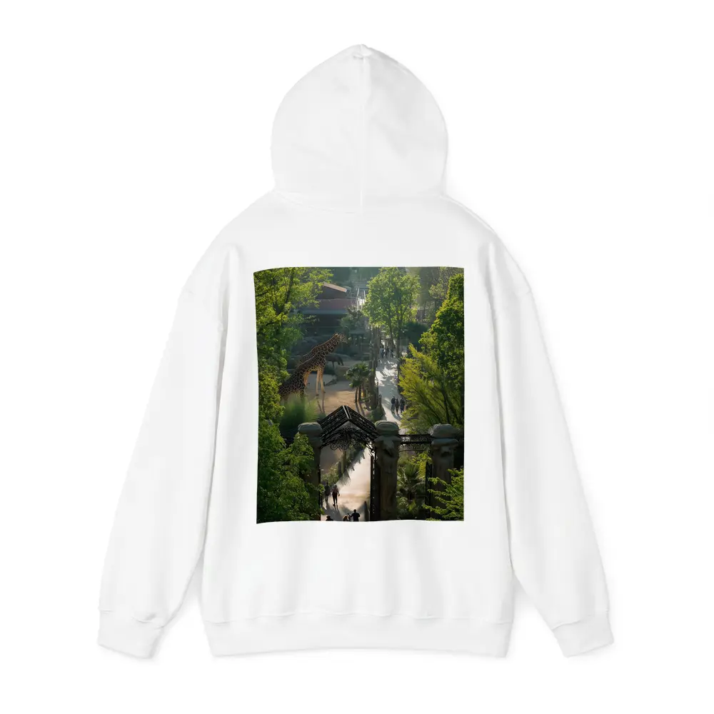 Giraffe At Zoo Gate Green Trees – Hoodies