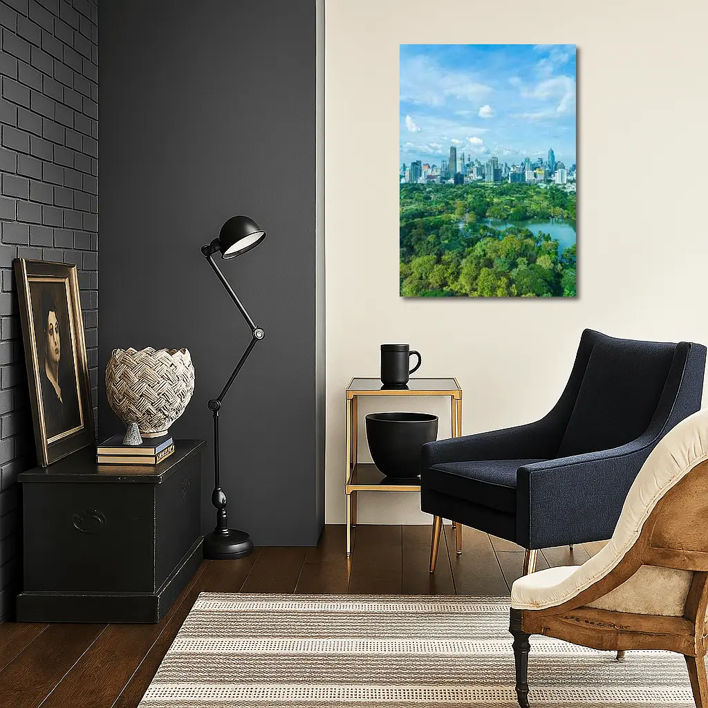 Bangkok City Skyline Above Lush Green Park – Wall Art