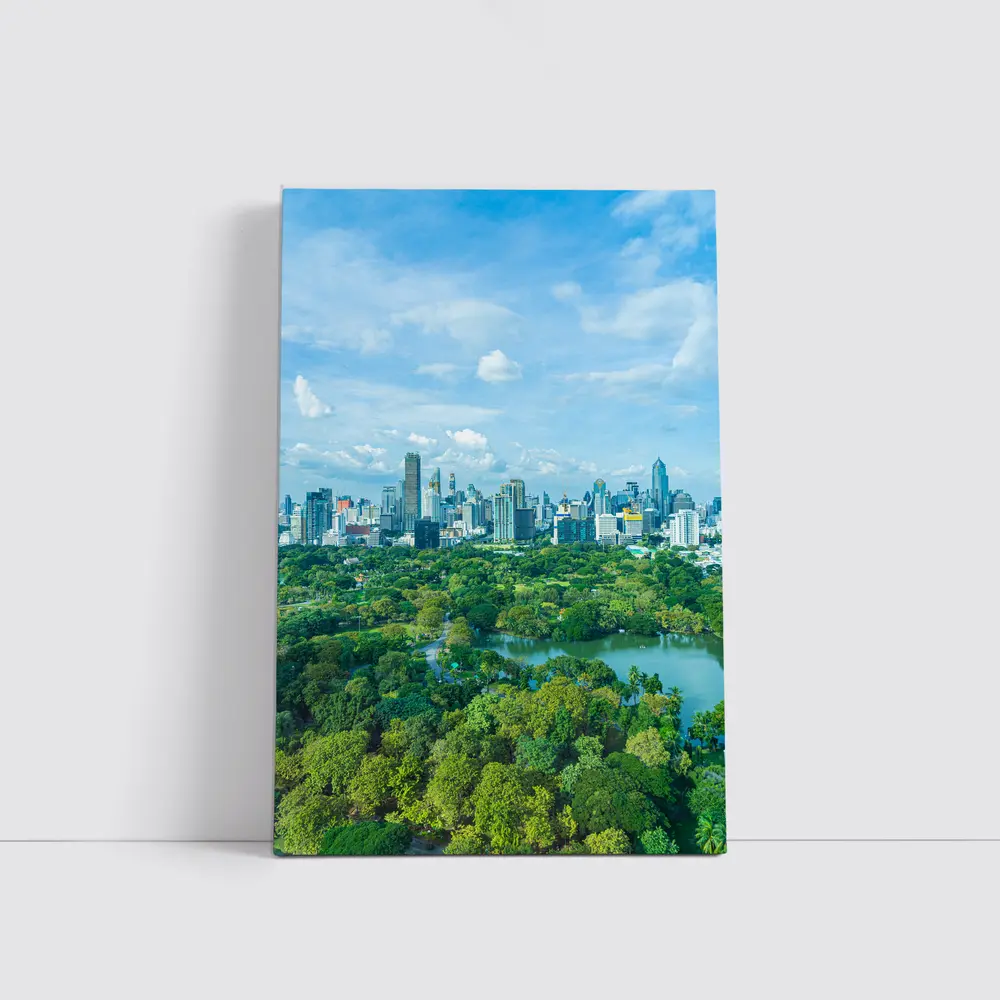 Bangkok City Skyline Above Lush Green Park – Wall Art