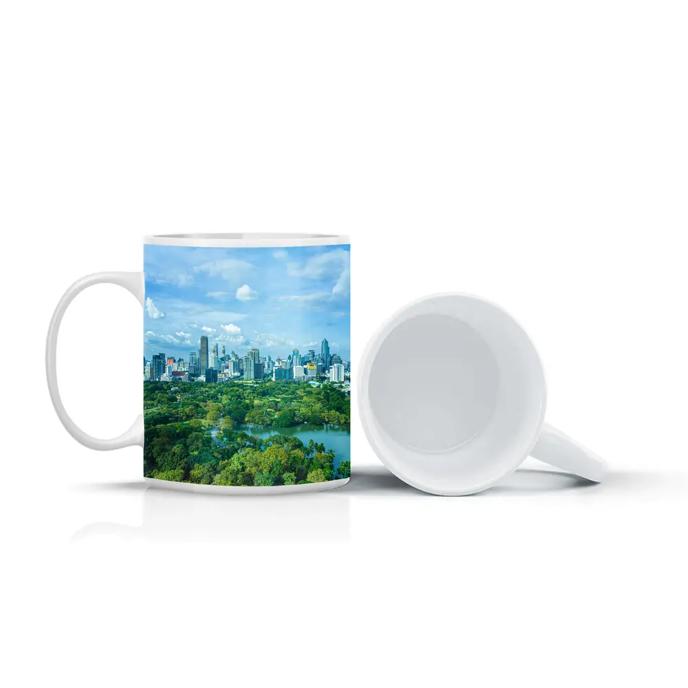 Bangkok City Skyline Above Lush Green Park – Mugs