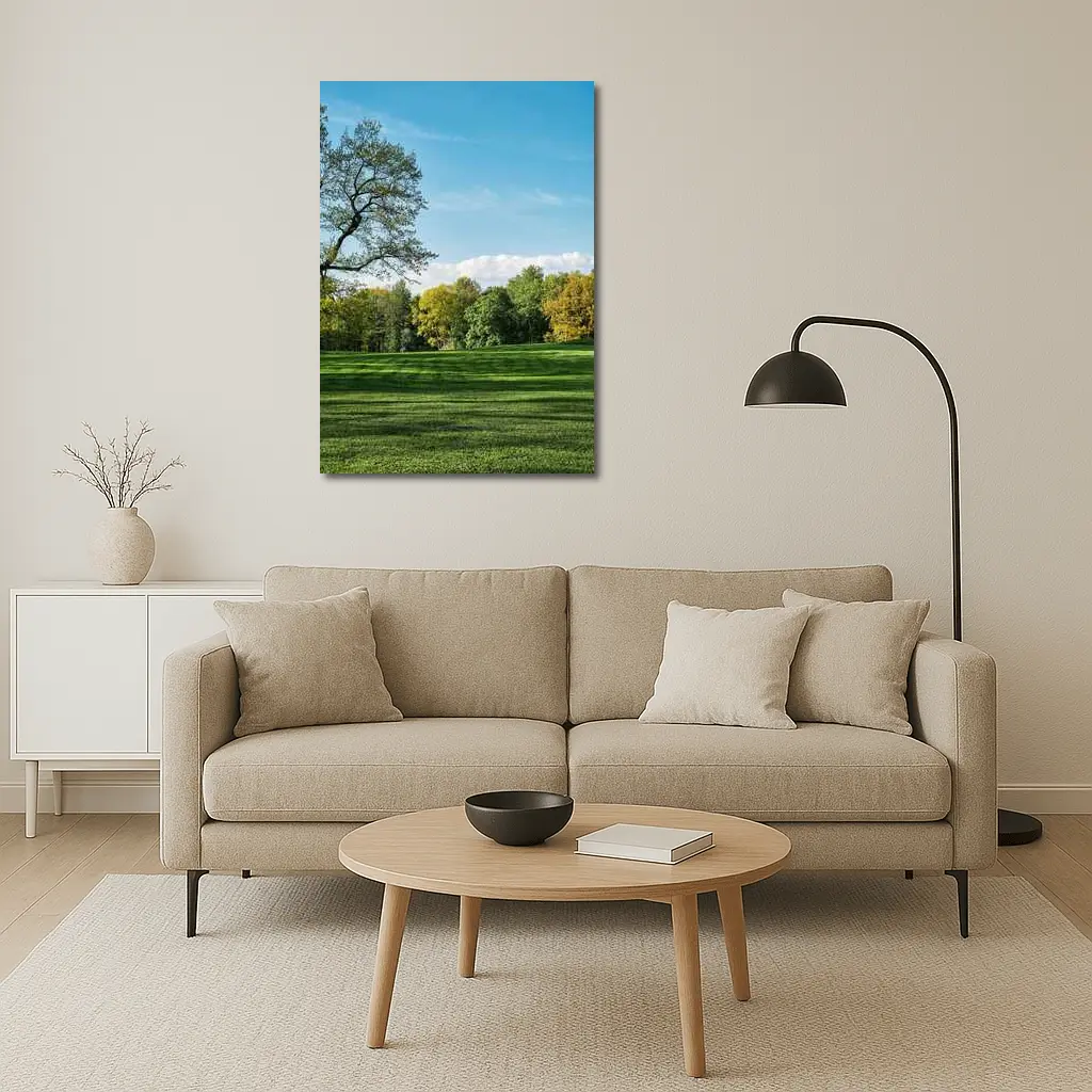 Green Park Meadow Blue Sky Trees – Wall Art