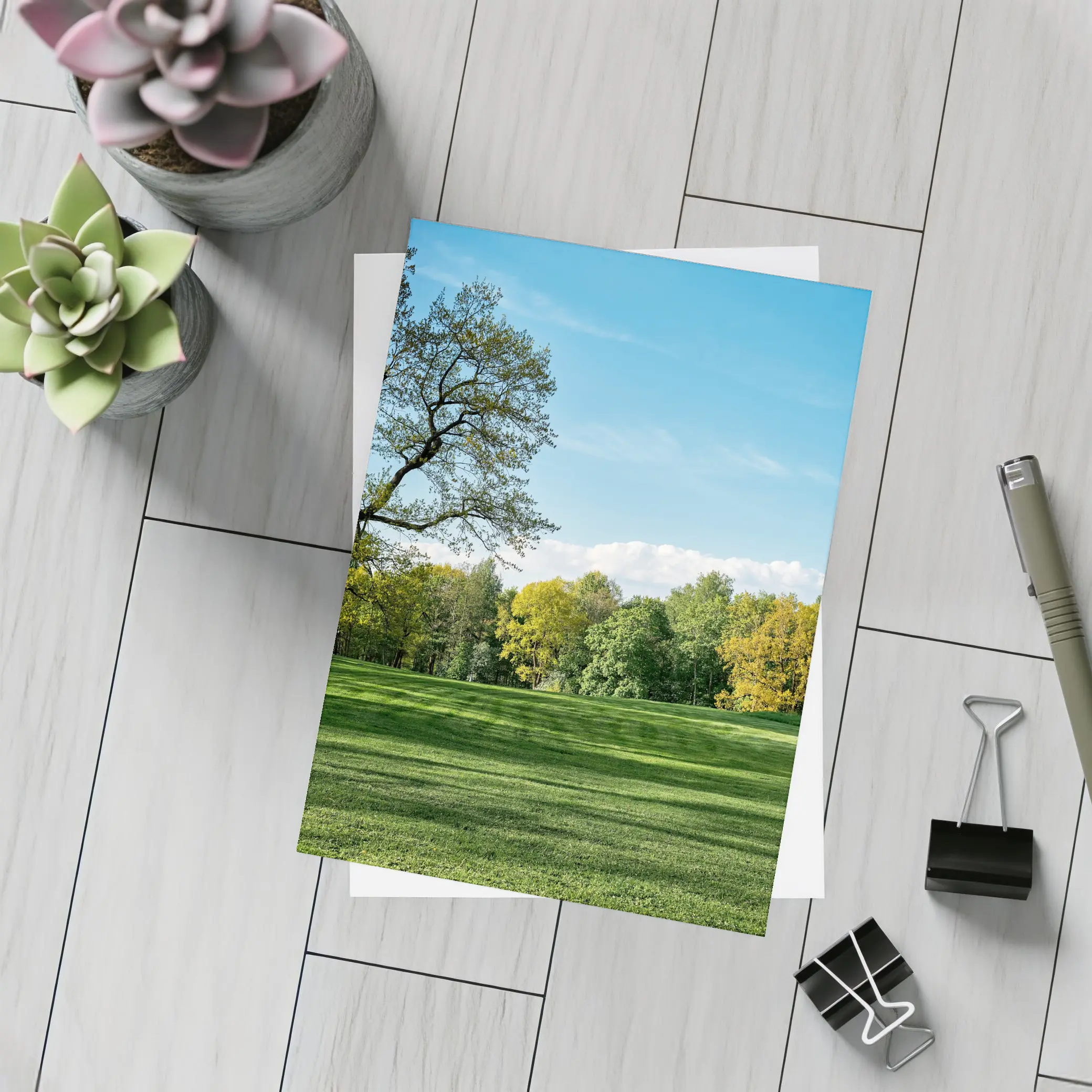 Green Park Meadow Blue Sky Trees – Postcards