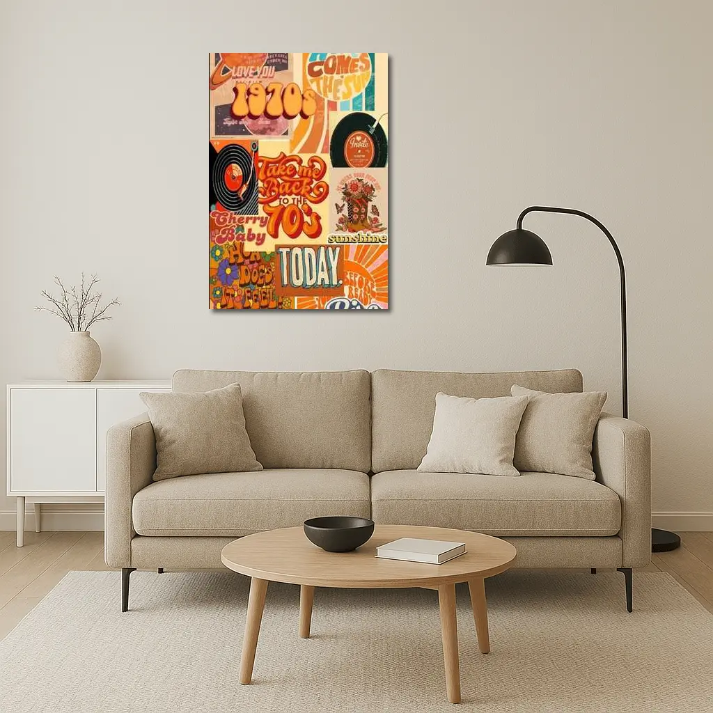 Retro Seventies Groovy Typography Collage Art – Wall Art