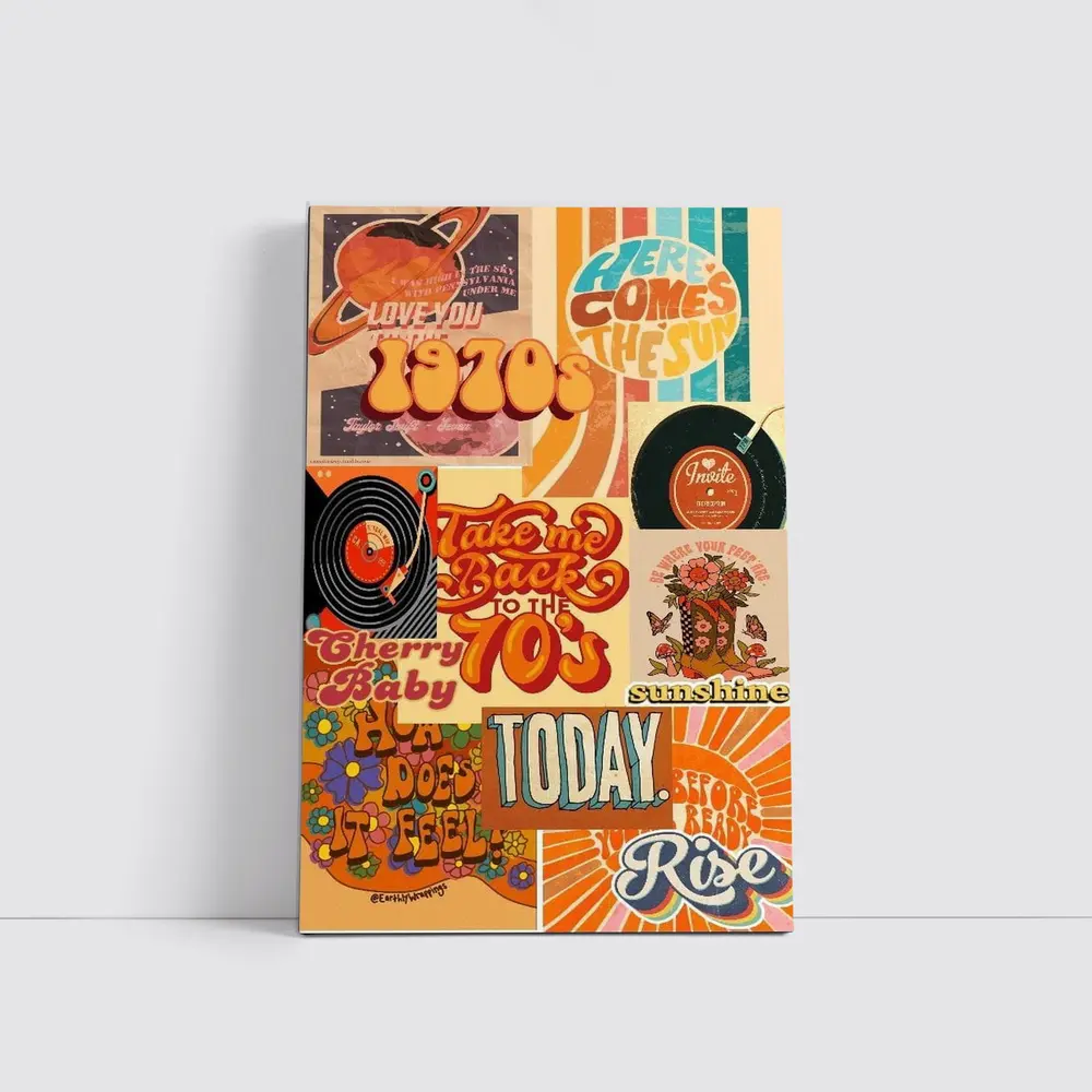 Retro Seventies Groovy Typography Collage Art – Wall Art
