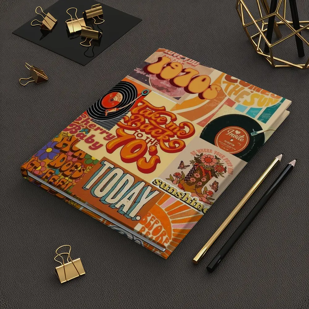 Retro Seventies Groovy Typography Collage Art – Notebooks