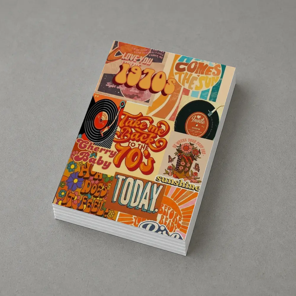 Retro Seventies Groovy Typography Collage Art – Postcards