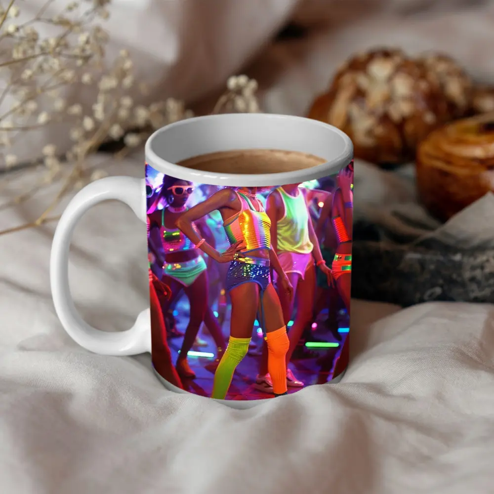 Retro Disco Dancers Neon Dance Floor – Mugs