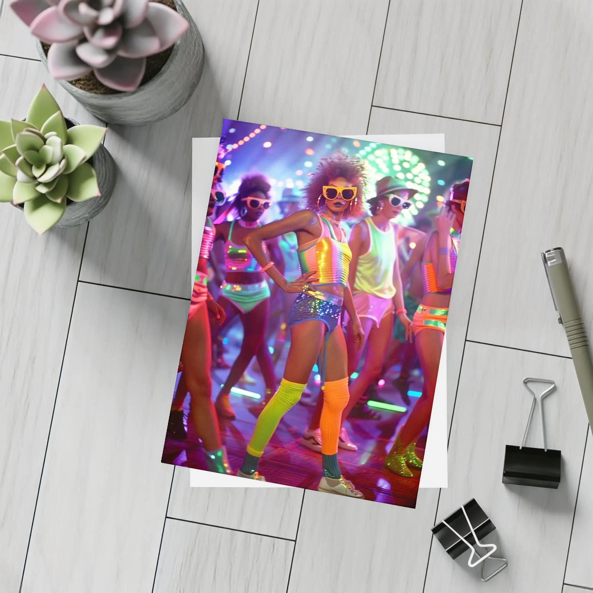 Retro Disco Dancers Neon Dance Floor – Postcards