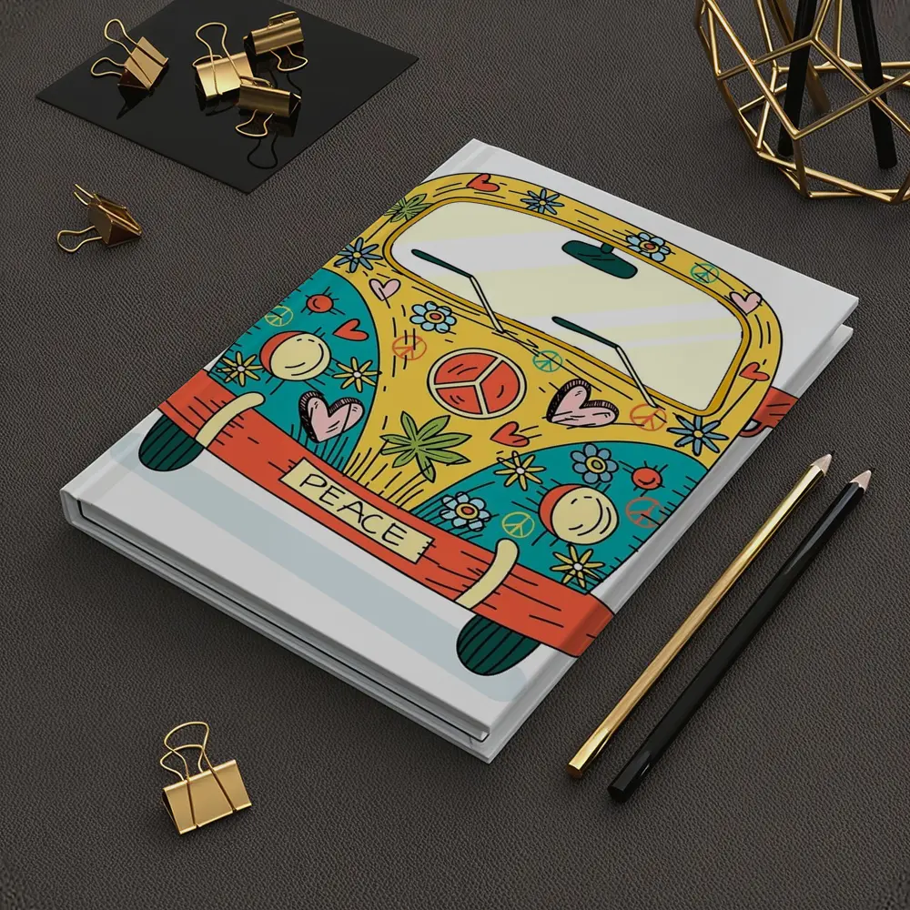 Hippie Peace VW Bus Cartoon Art – Notebooks