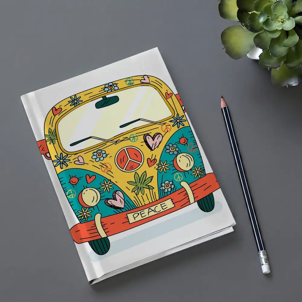Hippie Peace VW Bus Cartoon Art – Notebooks