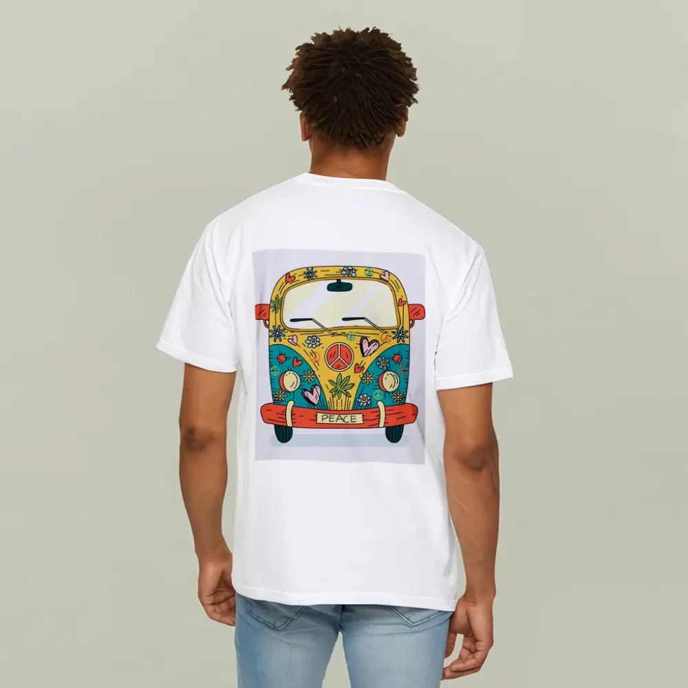 Hippie Peace VW Bus Cartoon Art – T-Shirts