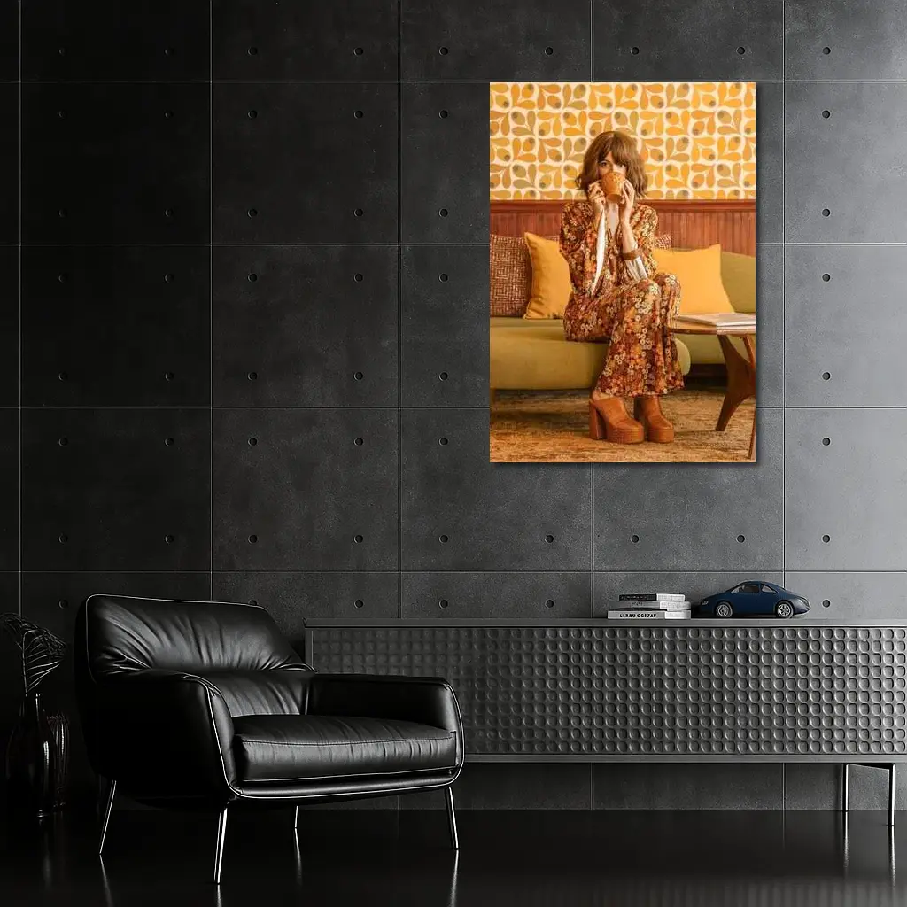 Retro Floral Dress Woman Seventies Interior – Wall Art