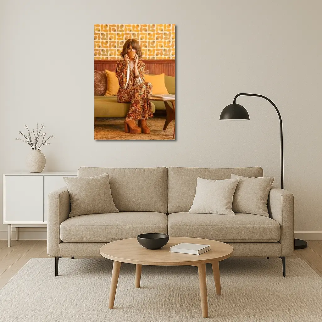 Retro Floral Dress Woman Seventies Interior – Wall Art