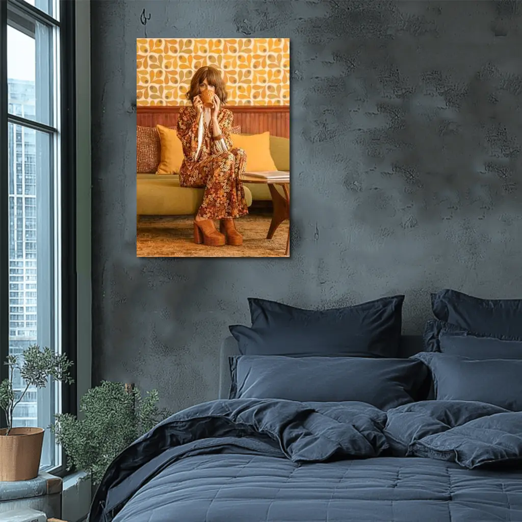 Retro Floral Dress Woman Seventies Interior – Wall Art