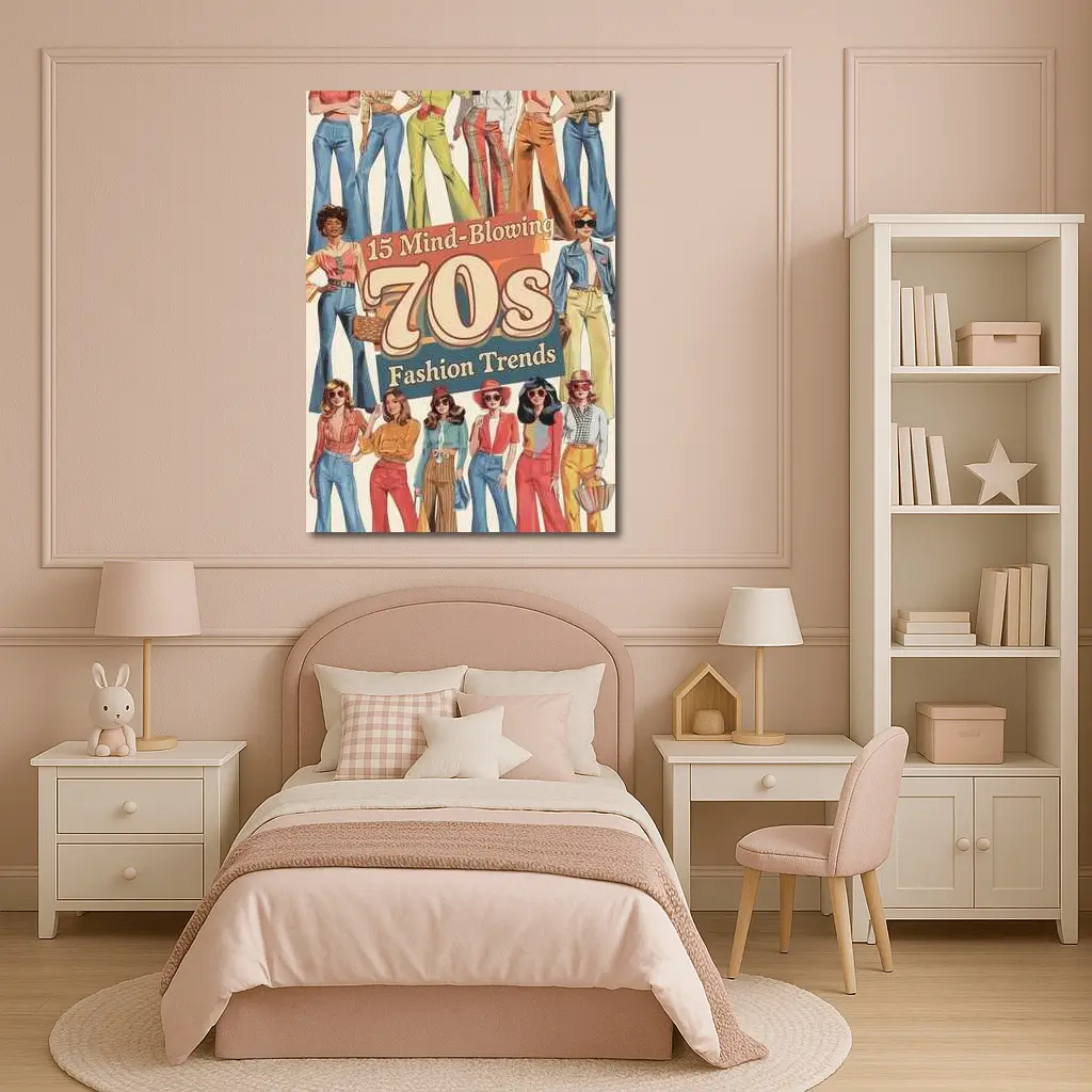 Seventies Fashion Trends Women Retro Illustration – Wall Art