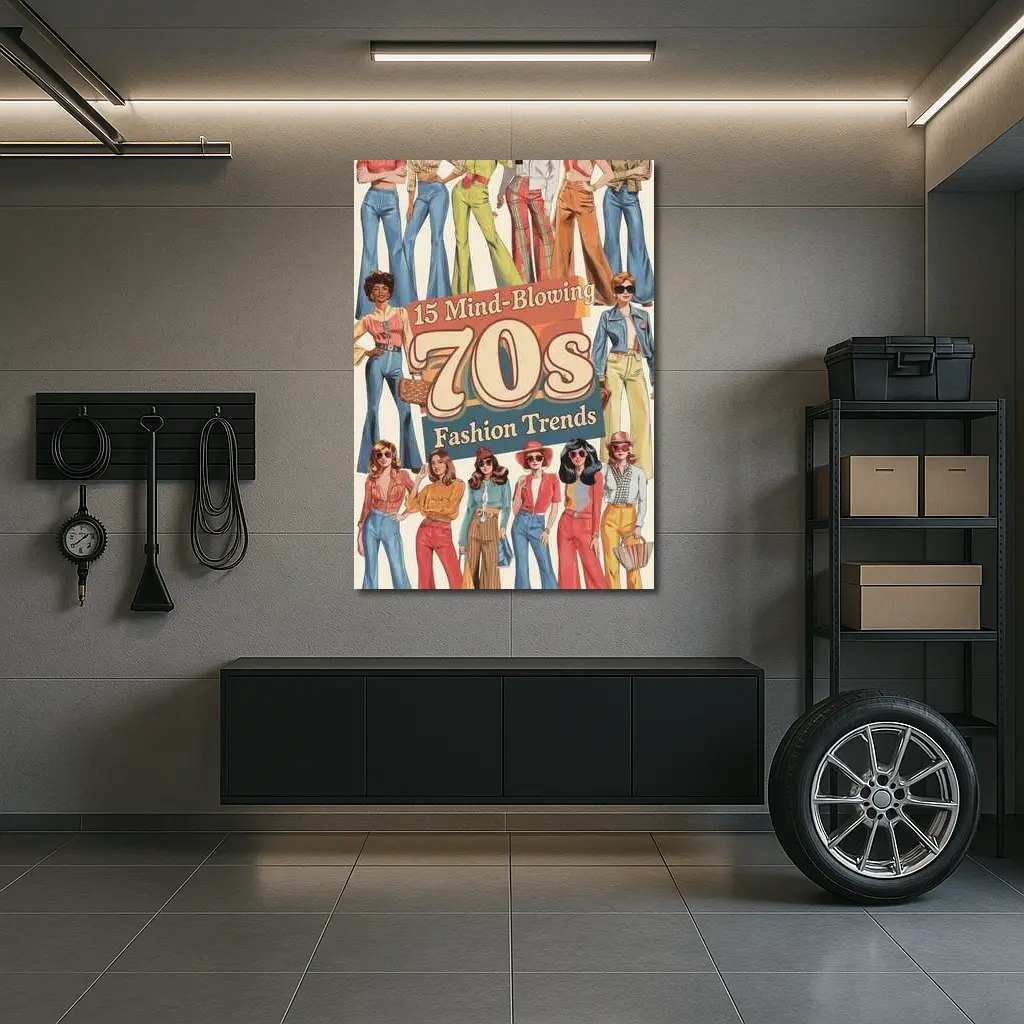 Seventies Fashion Trends Women Retro Illustration – Wall Art