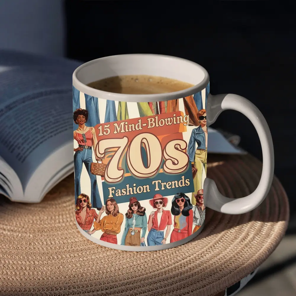 Seventies Fashion Trends Women Retro Illustration – Mugs