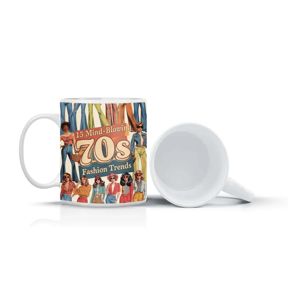 Seventies Fashion Trends Women Retro Illustration – Mugs