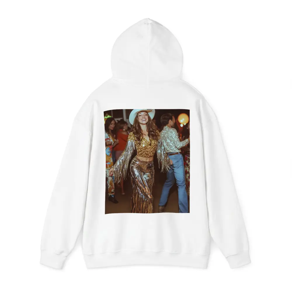 Gold Sequin Cowgirl Dancing at Party – Hoodies