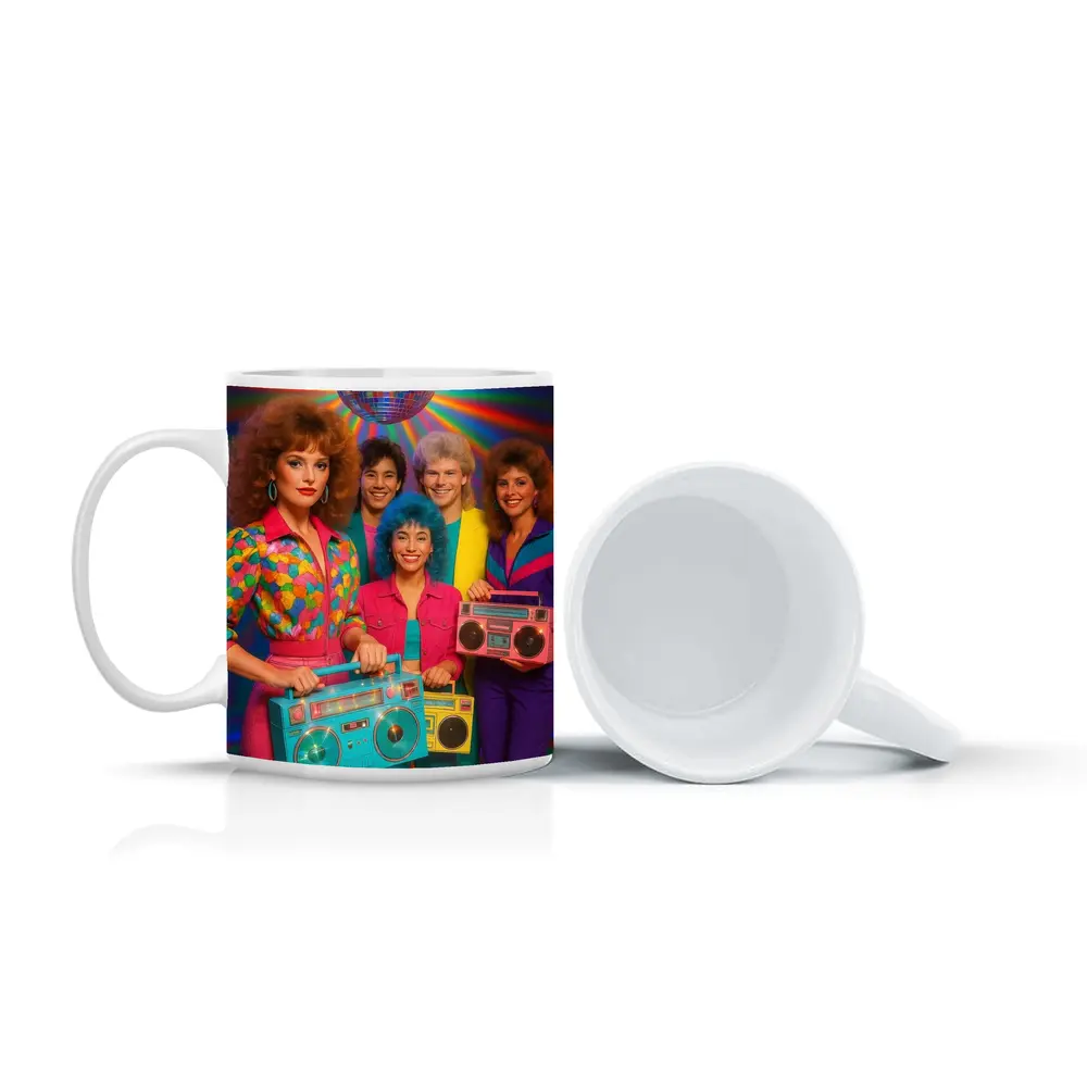 Retro Eighties Group Disco Ball Neon Party – Mugs