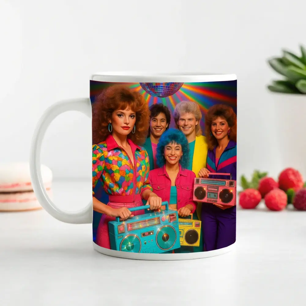 Retro Eighties Group Disco Ball Neon Party – Mugs
