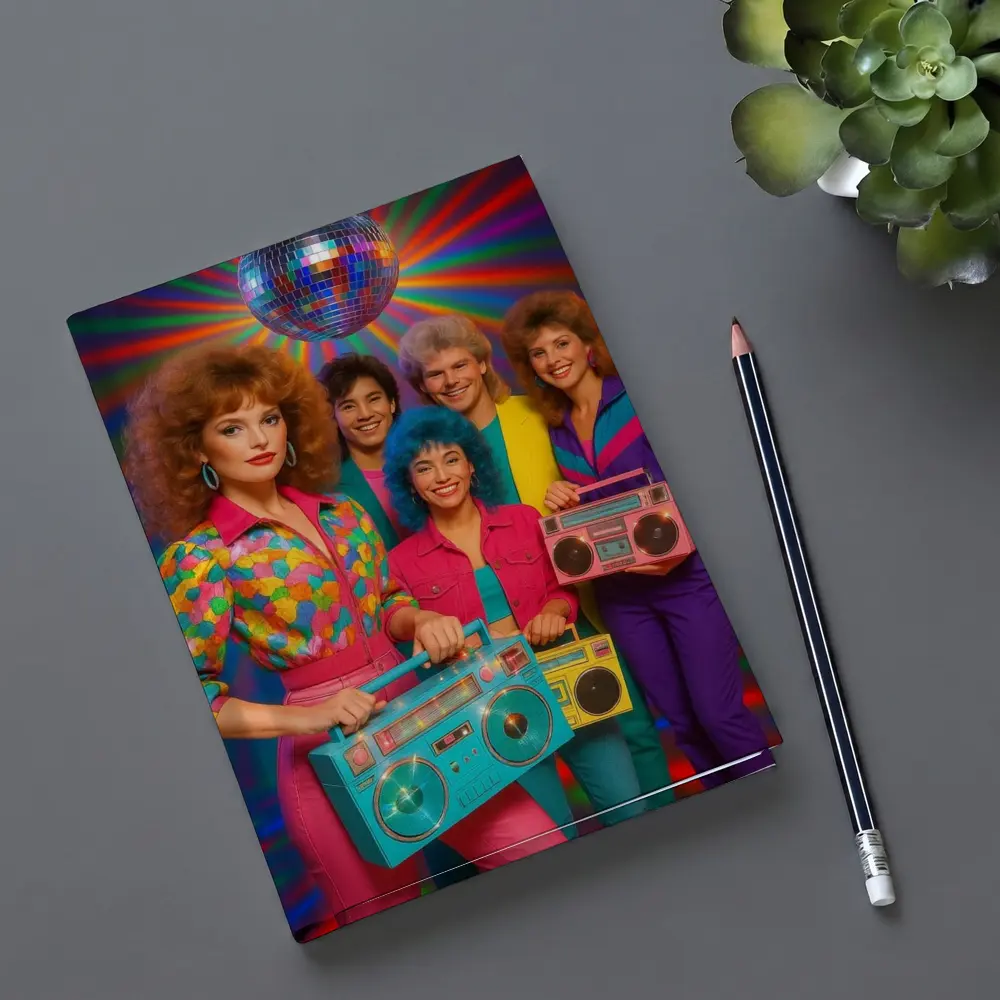 Retro Eighties Group Disco Ball Neon Party – Notebooks
