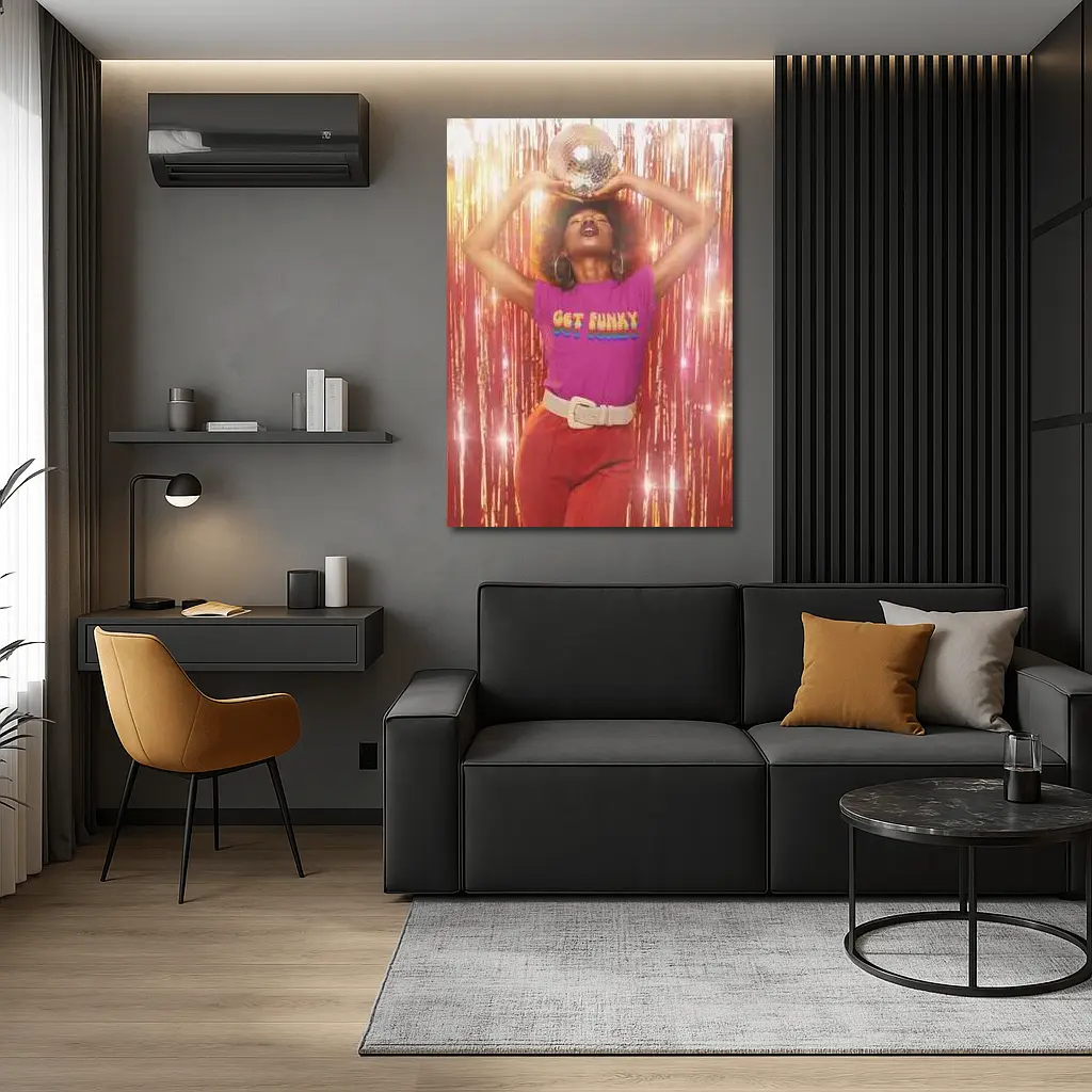 Get Funky Retro Disco Ball Purple Shirt – Wall Art