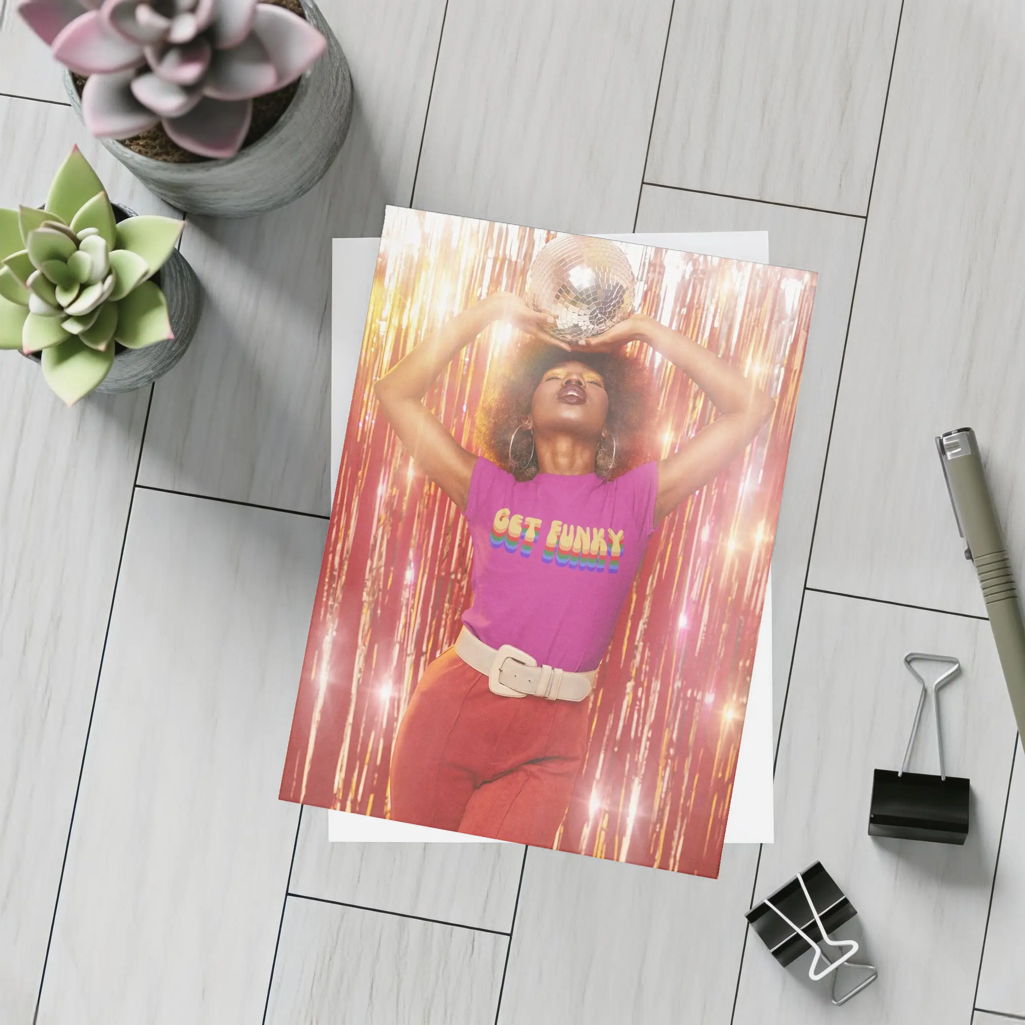 Get Funky Retro Disco Ball Purple Shirt – Postcards