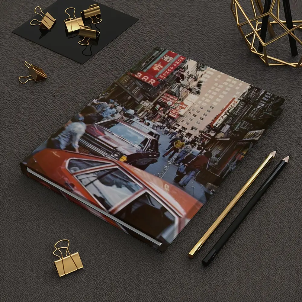 New York Chinatown Busy Street Retro Scene – Notebooks