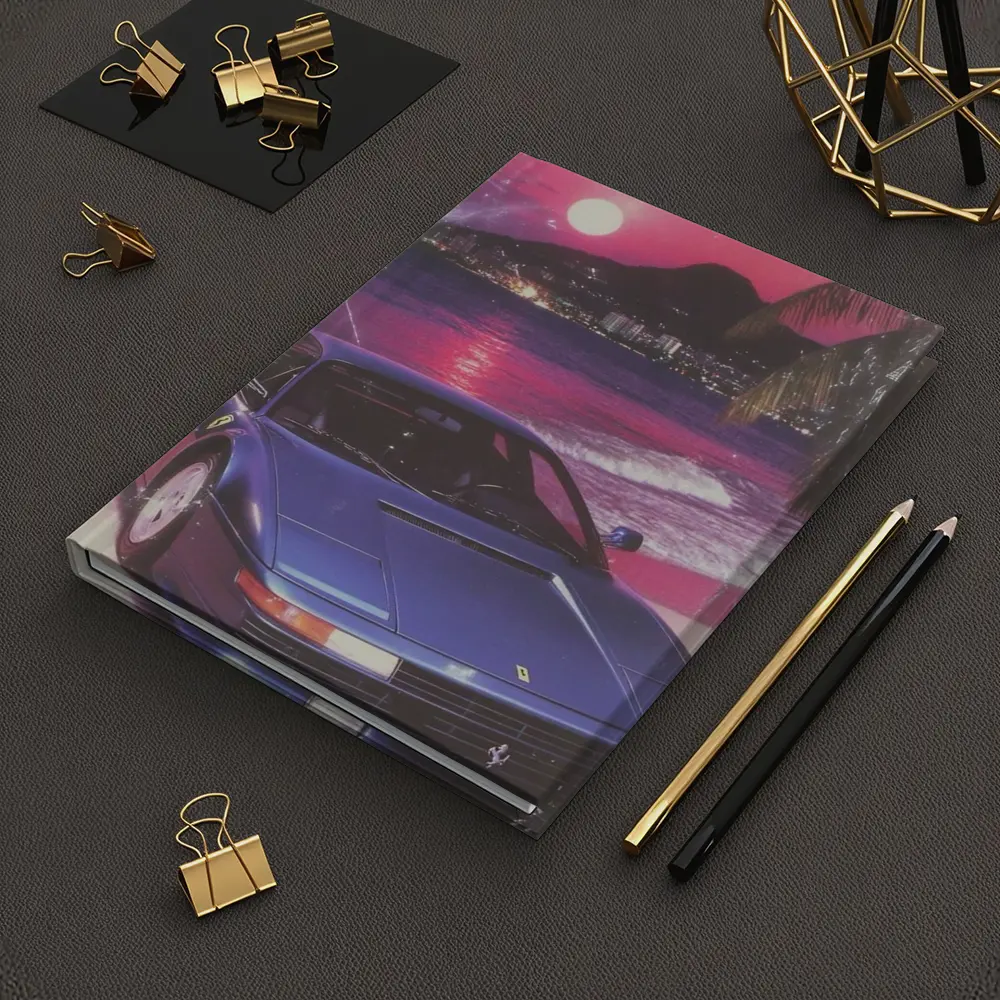 Ferrari Testarossa Blue Retro Tropical Beach Sunset – Notebooks
