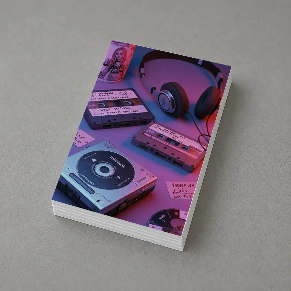 Retro Cassette Tapes Headphones CD Player Neon – Postcards
