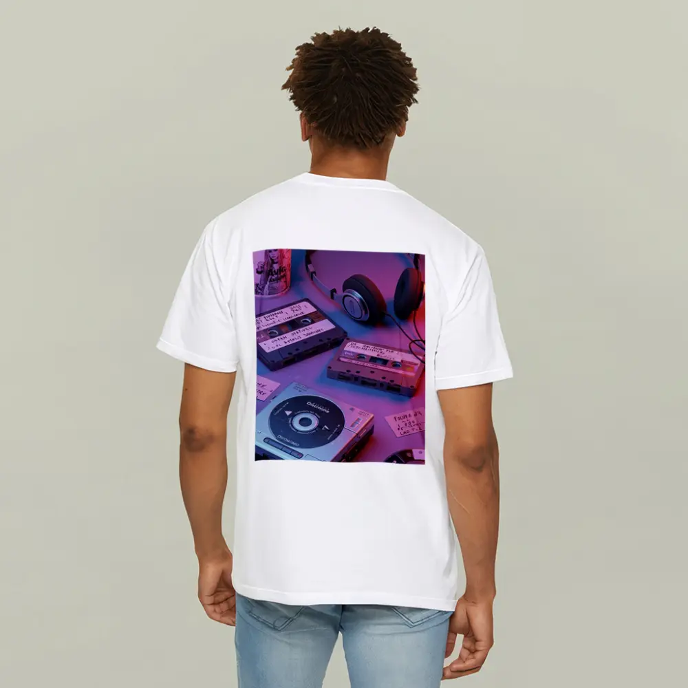 Retro Cassette Tapes Headphones CD Player Neon – T-Shirts