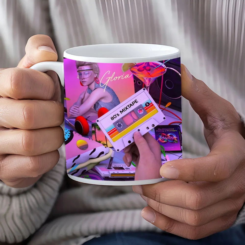 Eighties Mixtape Cassette Tape Neon Scene – Mugs