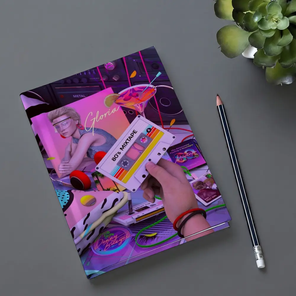 Eighties Mixtape Cassette Tape Neon Scene – Notebooks